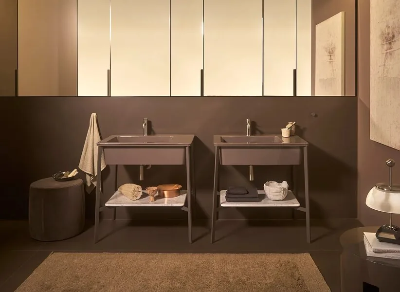 Two vanities and warm sanitaryware