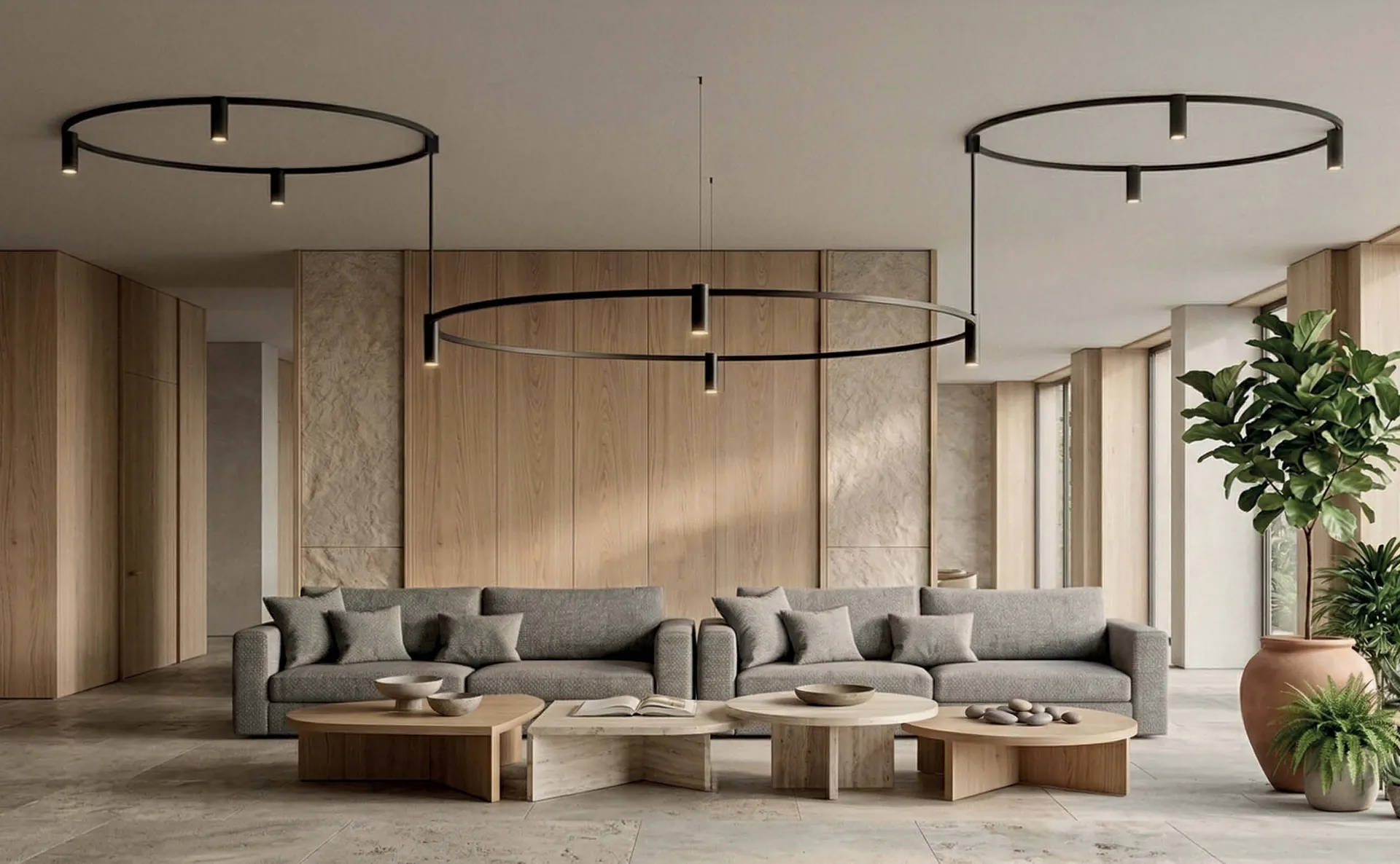 Salón con un carril Easy Link hecho de anillos