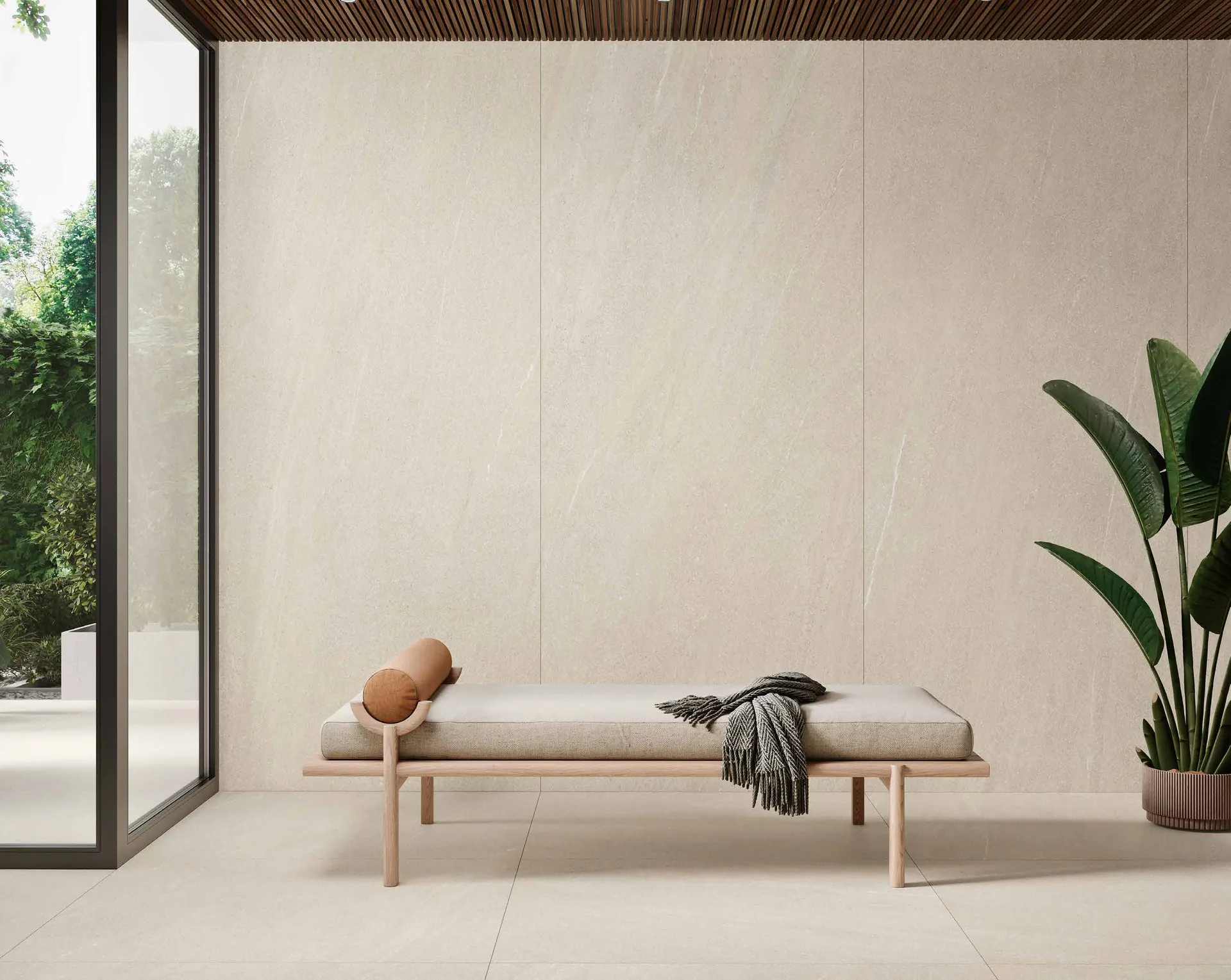 Pared con placas MAXITECH Halton Crema de 120×280 cm y suelo de 120×120 cm