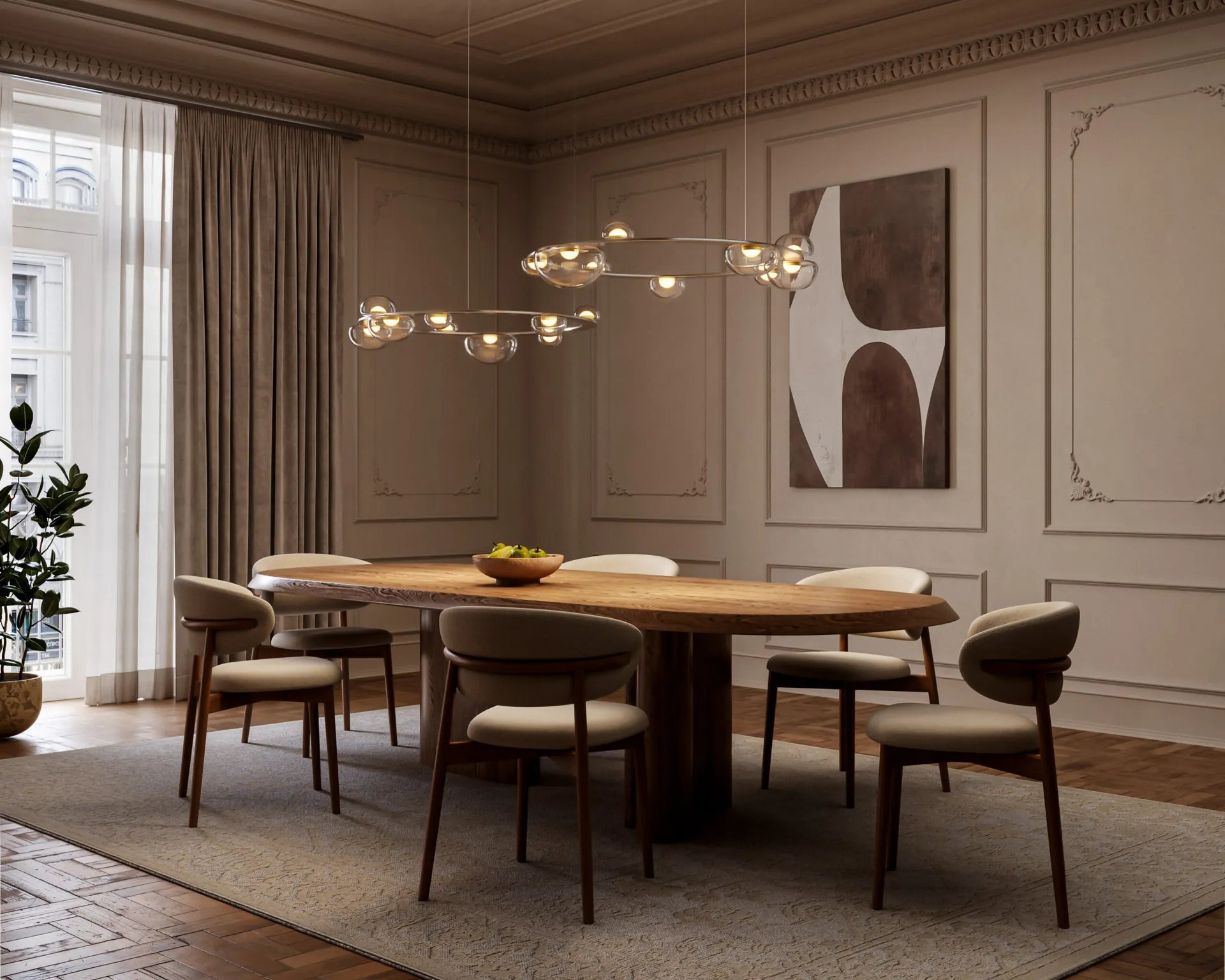 Colgantes Dew Drops Circle sobre una mesa de comedor