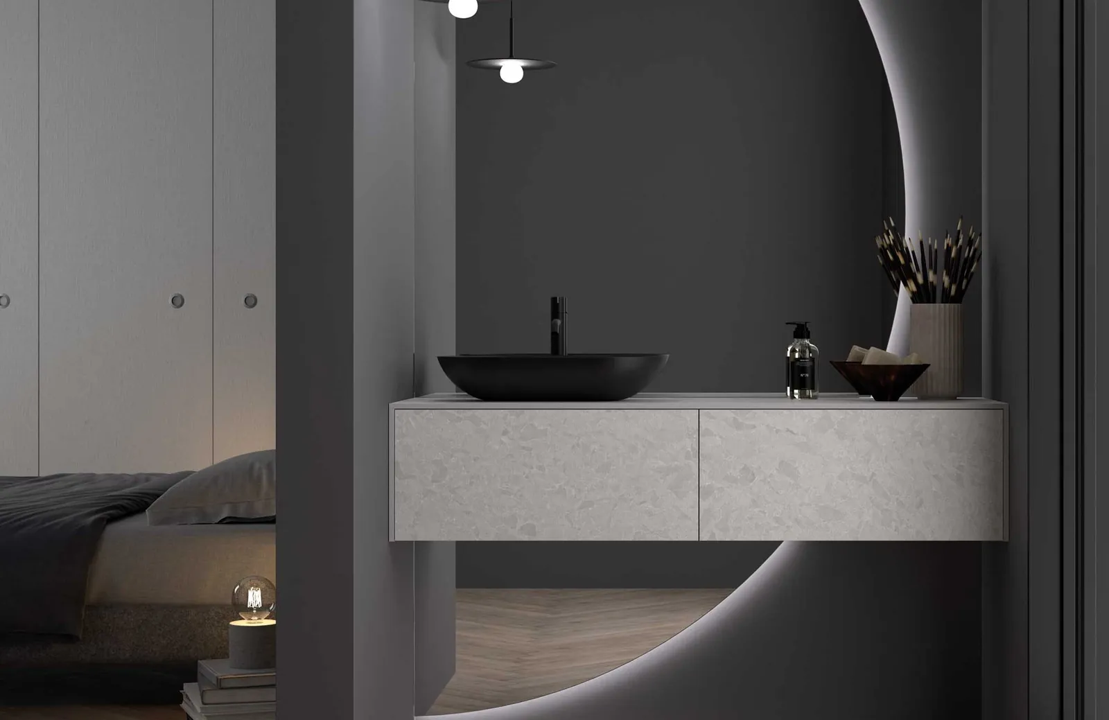 Codis Bath: фасады из керамогранита и накладная раковина