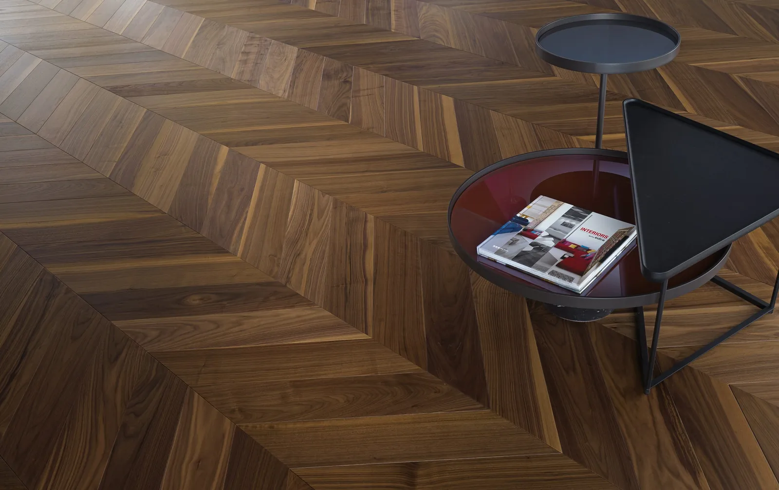 Parquet en punta de Hungría, acabado Ca’ Foscolo, en primer plano.