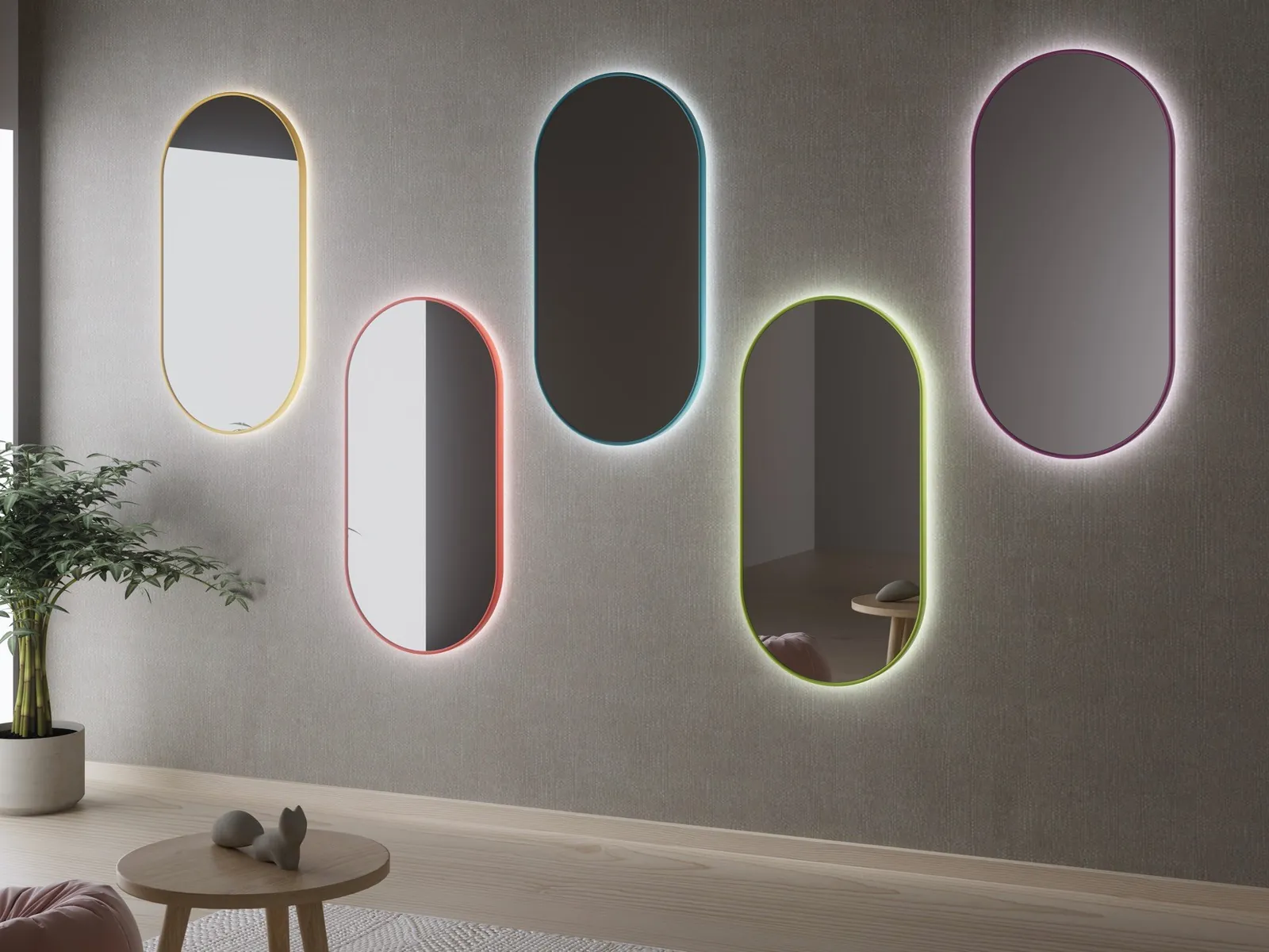 Genexia Deco: espejos con luz y marcos de distintos colores