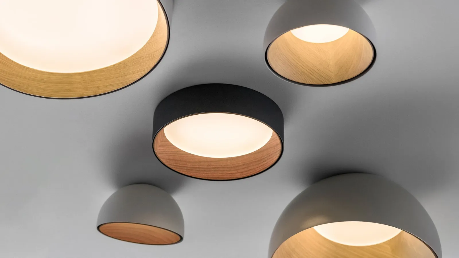 Ceiling light with wood inside